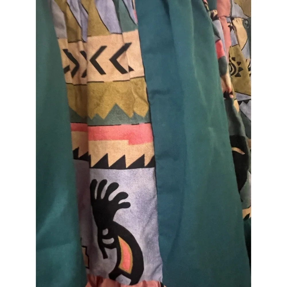 Square Up Dancing Skirt Women's Size Small Teal/Orange‎ Aztec
